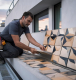 Flexible tile adhesive application for large-format porcelain wall tiles