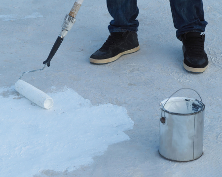 Waterproofing chemical application on concrete roof surface