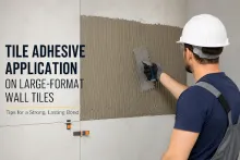 Polymer modified tile adhesive application for wall and floor tiles